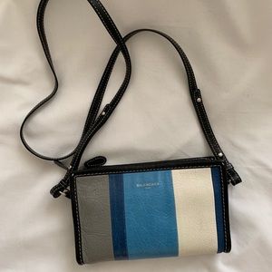 Balenciaga blue stripe bazar cross body bag